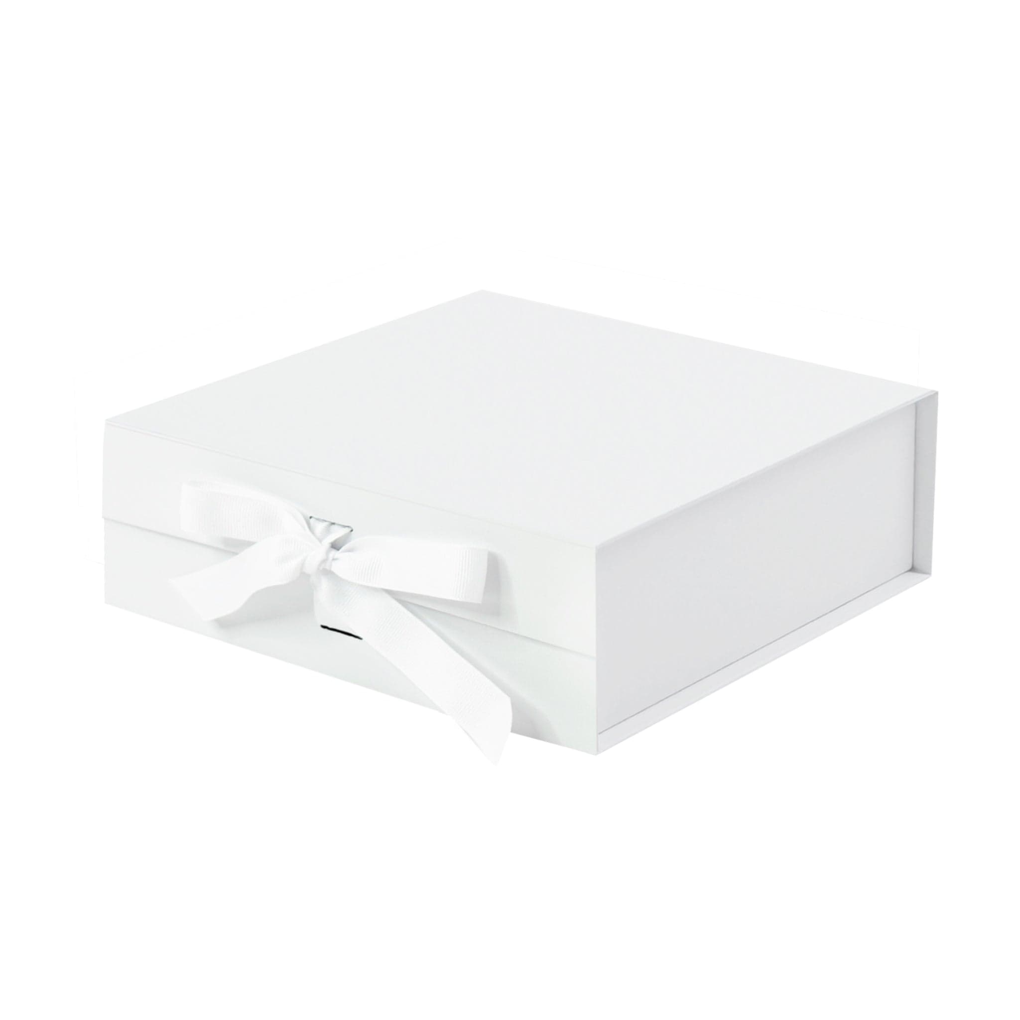 A5 square white magnetic box with changeable ribbon